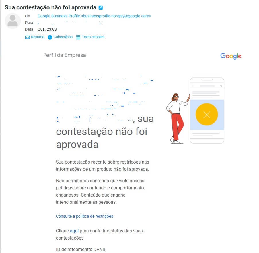 Sua contestação não foi aprovada