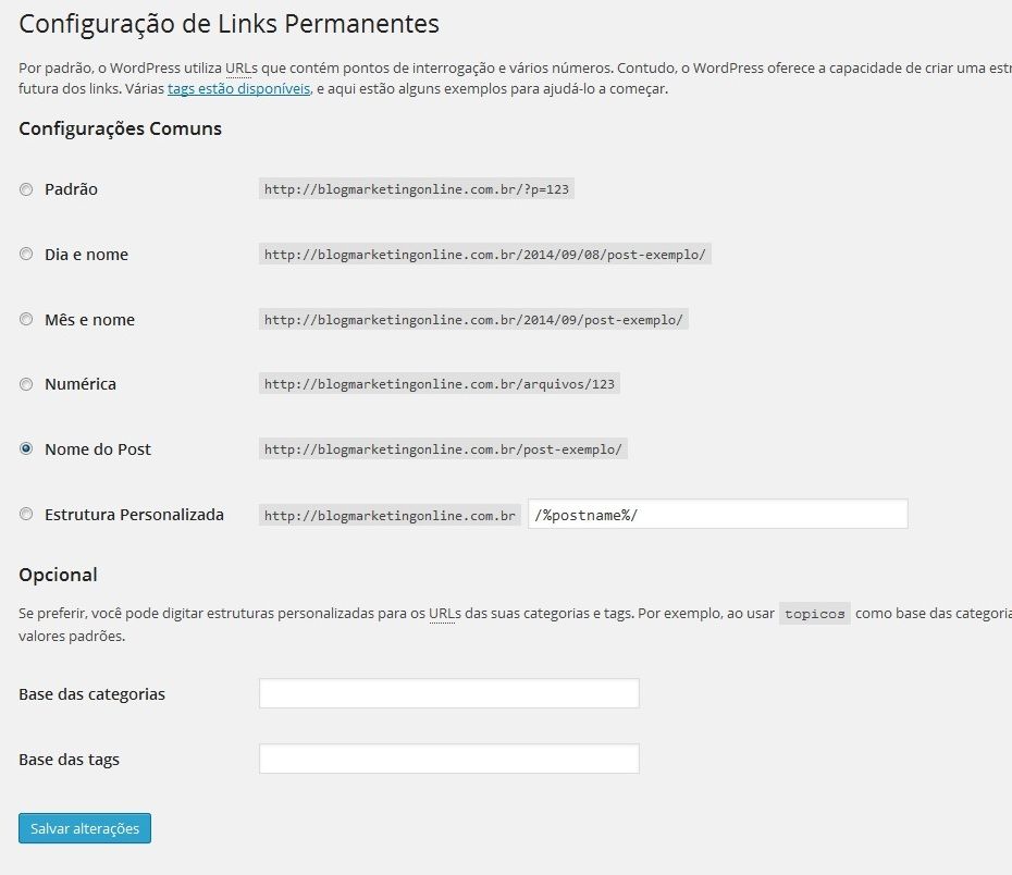 configurações-links-permanentes