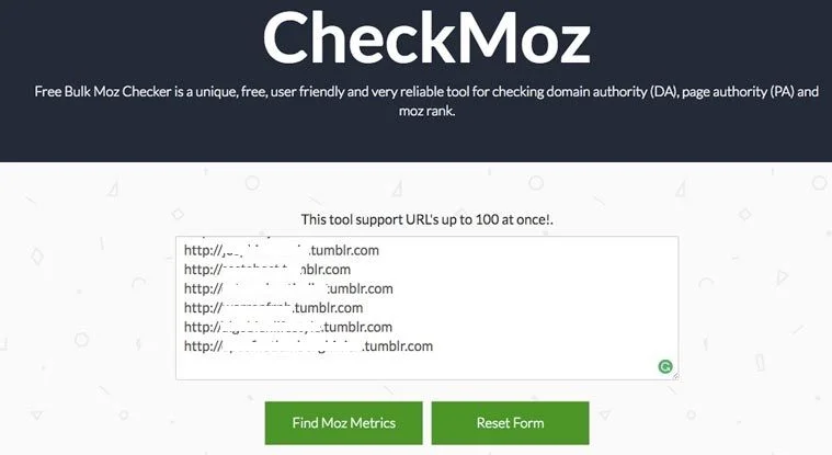 checkmoz domain authority checker