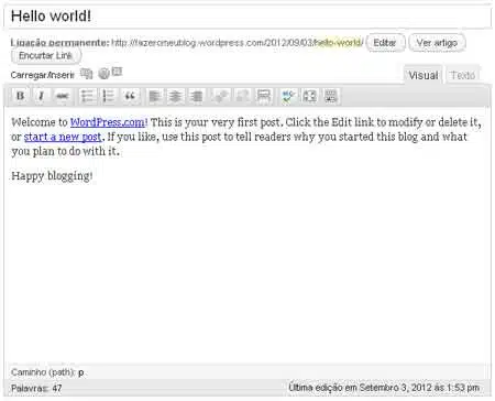 Aprenda como fazer um blog grátis no wordpress sem gastar nada editando post wordpress