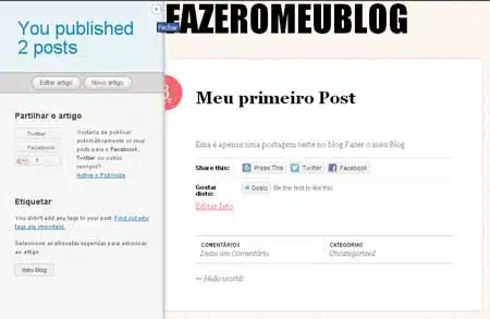 Aprenda como fazer um blog grátis no wordpress sem gastar nada postagem wordpress publicado