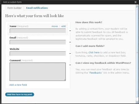 Aprenda como fazer um blog grátis no wordpress sem gastar nada formulario contato wordpress