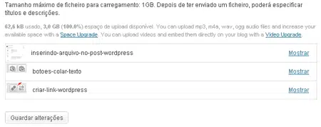 Aprenda como fazer um blog grátis no wordpress sem gastar nada lista de arquivos enviados