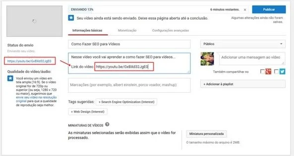 vídeos youtube seo