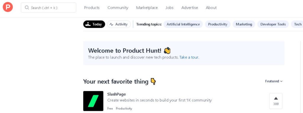 Usando o Product Hunt