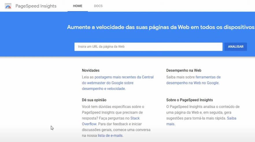 Erros do PageSpeed