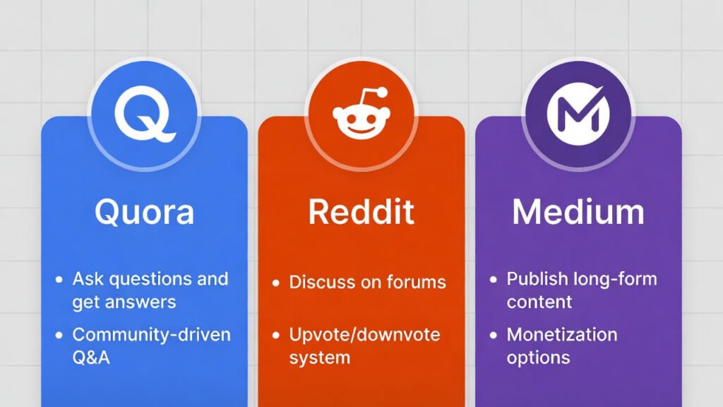 Quora vs Reddit vs Medium